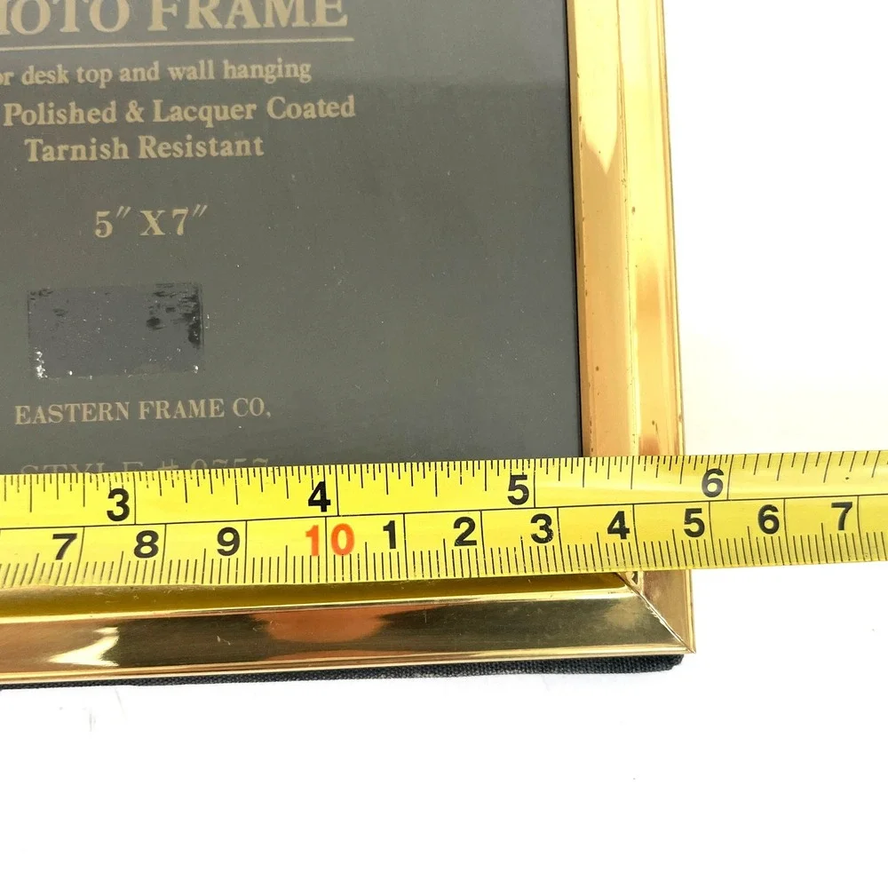 Vintage 90s Brass Frames Set of 2 Solid Brass 5x7 Photo Frames Gold Beveled